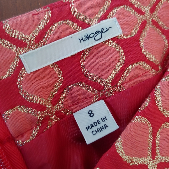Halogen Coral Metallic Gold Brocade Skirt Size 8 - Picture 9 of 12